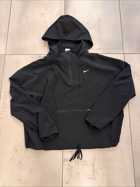 Nike Black Hooded Half-Zip Pullover with White Swoosh